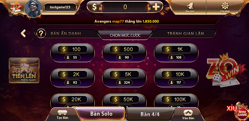 Chơi game tiền lên miền nam để mang tiền tỷ về túi