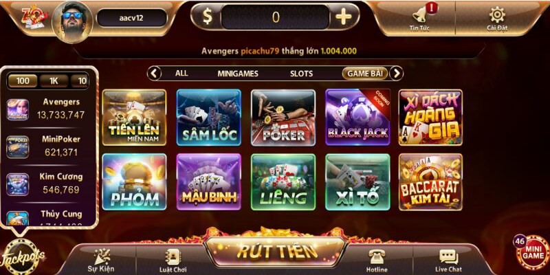 Game bài là sảnh trò chơi hấp dẫn và thú vị nhất tại zowin